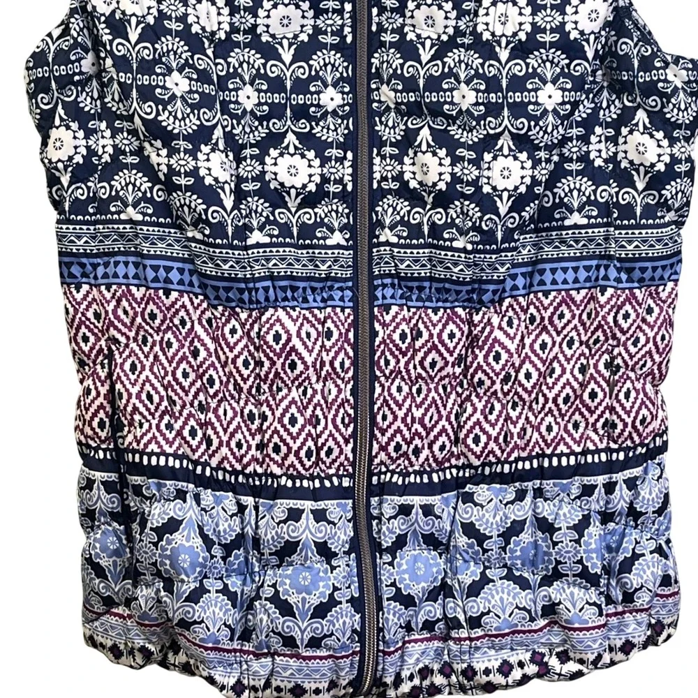 Anthropologie Pure & Good Floral Quilted Full Zip Duck Down Vest Large No Hood‎